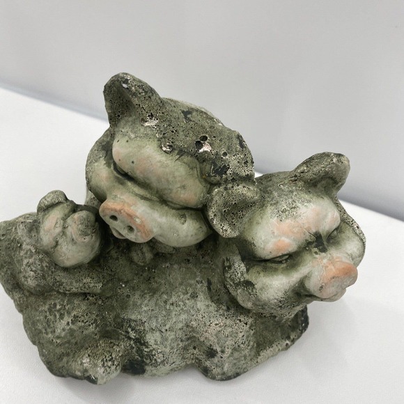 Pig Piglet Dad & Mama Pig W Baby Pig Green Terra Cotta Clay Figurine Yard Art - Picture 8 of 12